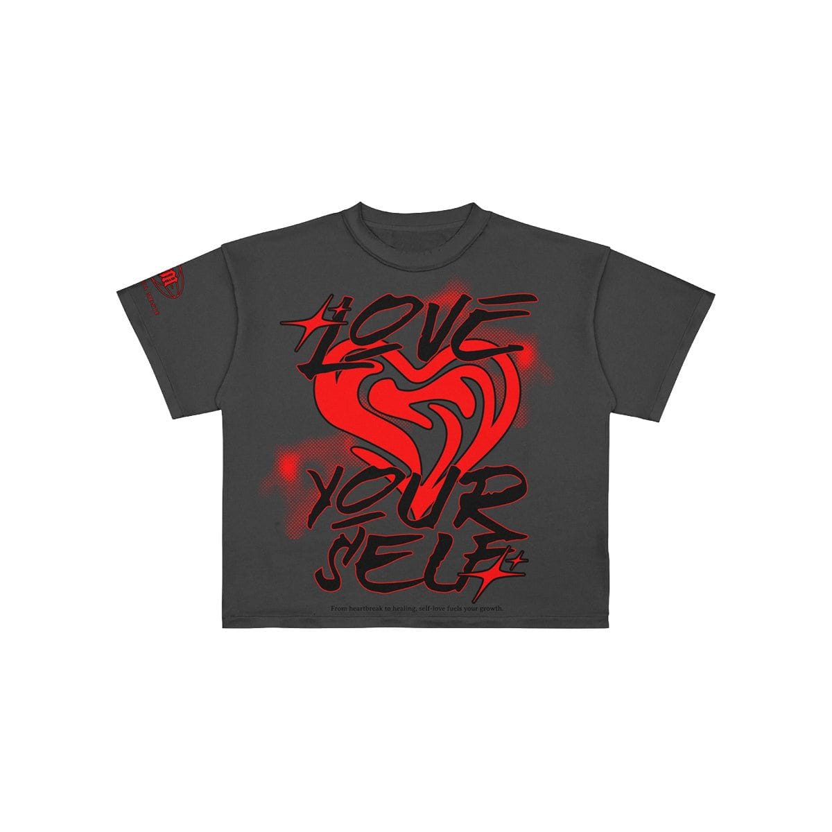 Premium Milano Broken Hearted T-Shirt featuring a graphic design with a distressed heart motif on soft fabric.