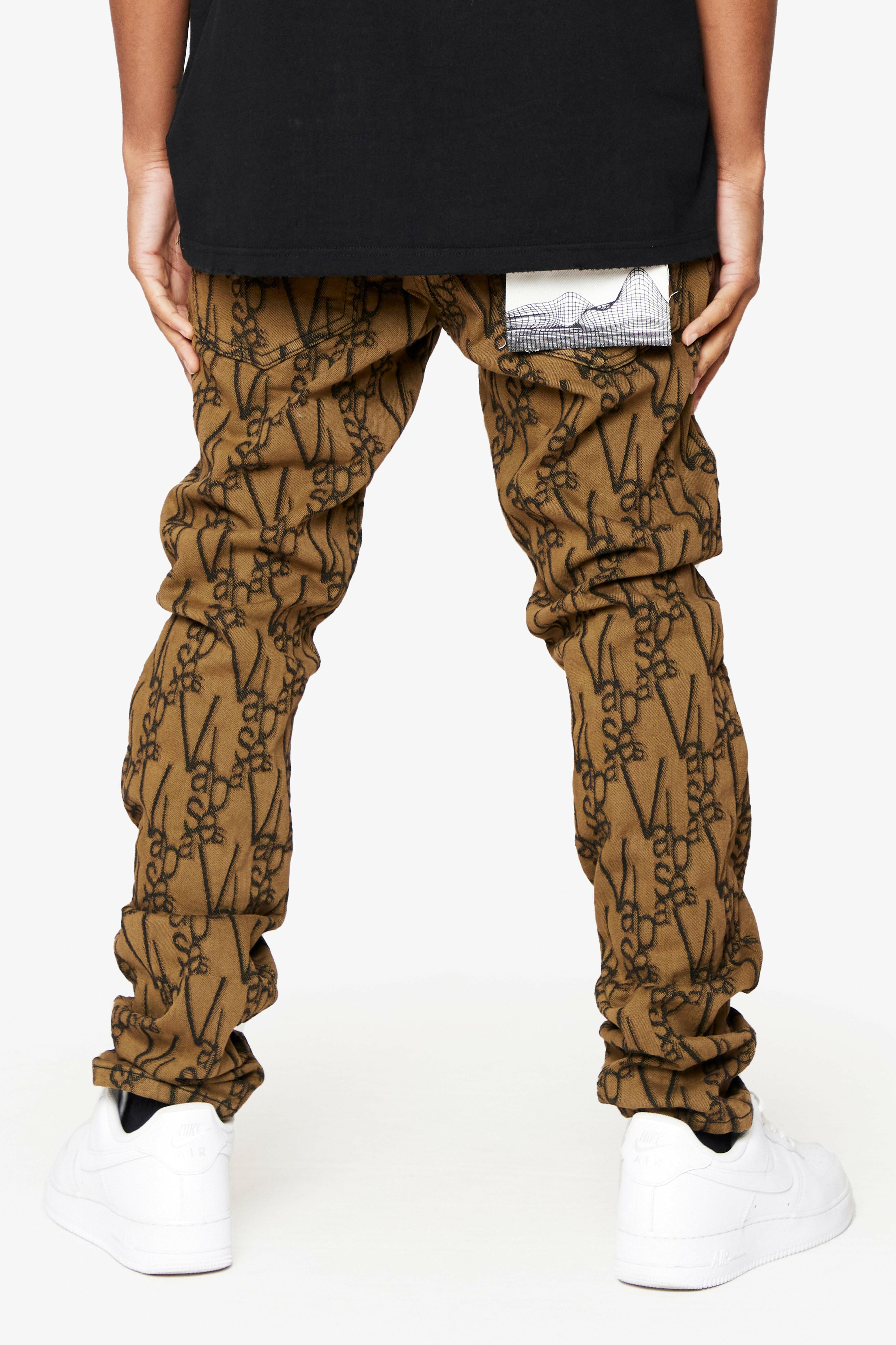 Valabasas “V-Scrawl” Stacked Flare Jean.