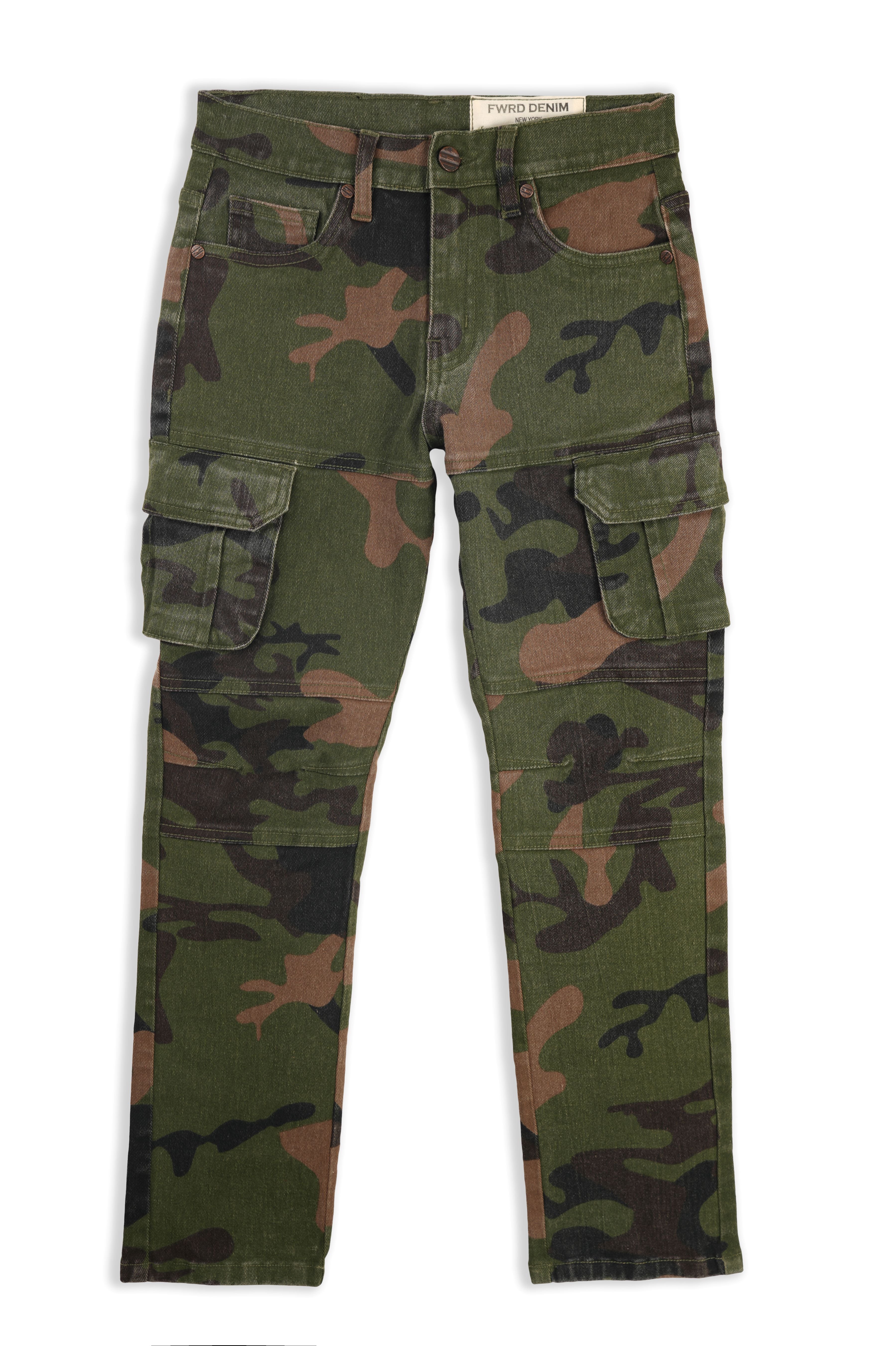 Big Kids Classic Cargo Camo Stretch Relaxed Twill Pant - Natural Camo