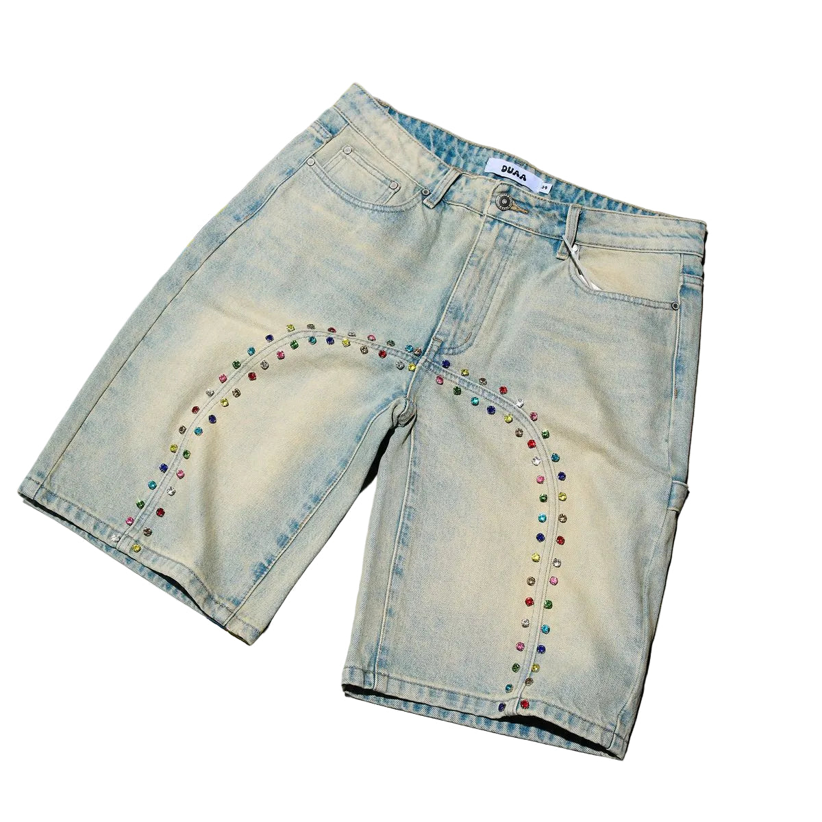 Duaa Studded Jean Shorts - 40% OFF.