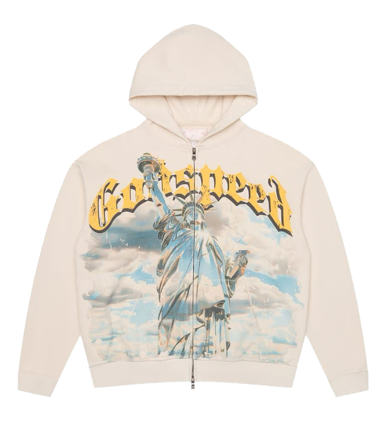 Godpseed Chrome Liberty Zip Up Hoodie - Bone