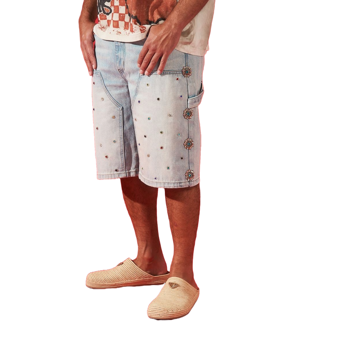 Duaa ''Impressive'' Carpenter Stone Jean Shorts - 50% OFF.