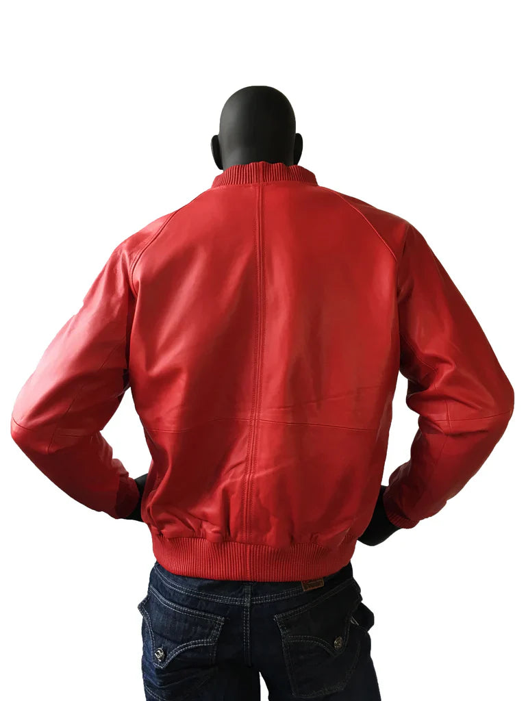 Jakewood Genuine Lambskin Leather Baseball Varsity Red Jacket