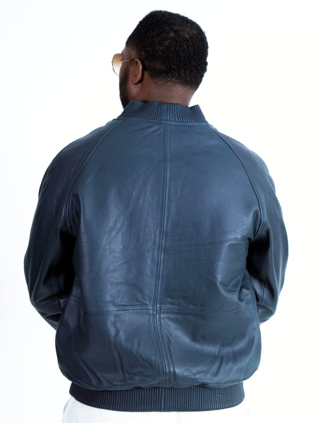 Jakewood Genuine Lambskin Leather Baseball Varsity Navy Jacket