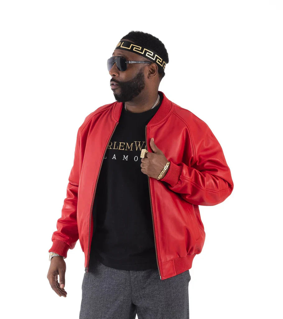 Jakewood Genuine Lambskin Leather Baseball Varsity Red Jacket