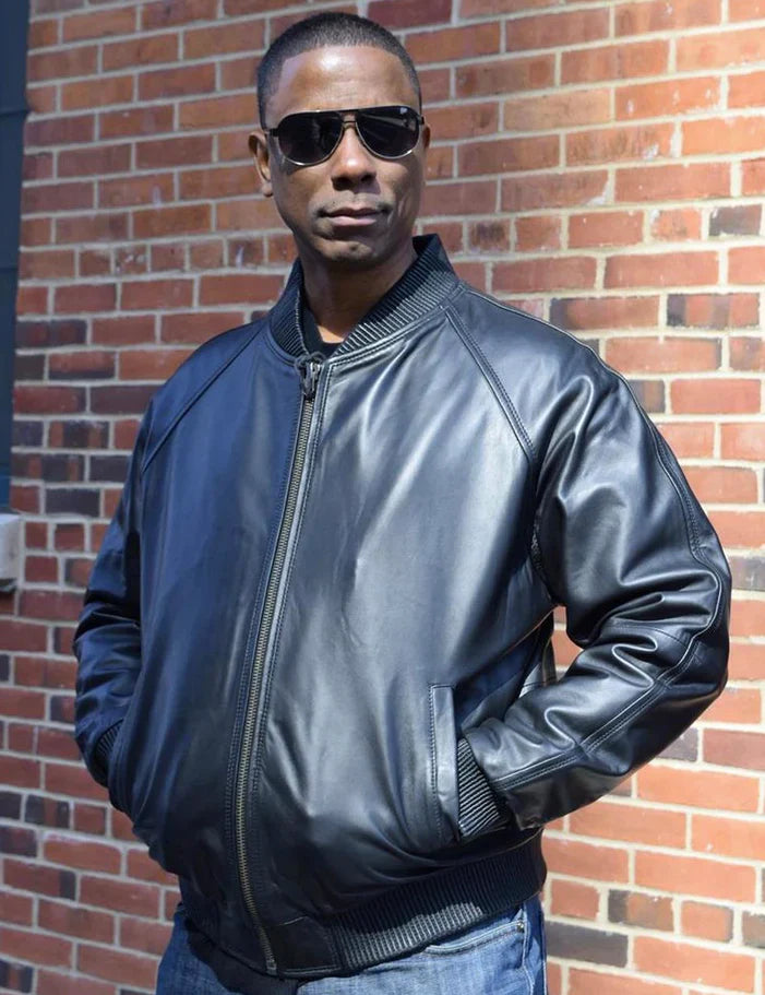 Jakewood Genuine Lambskin Leather Baseball Varsity Black Jacket