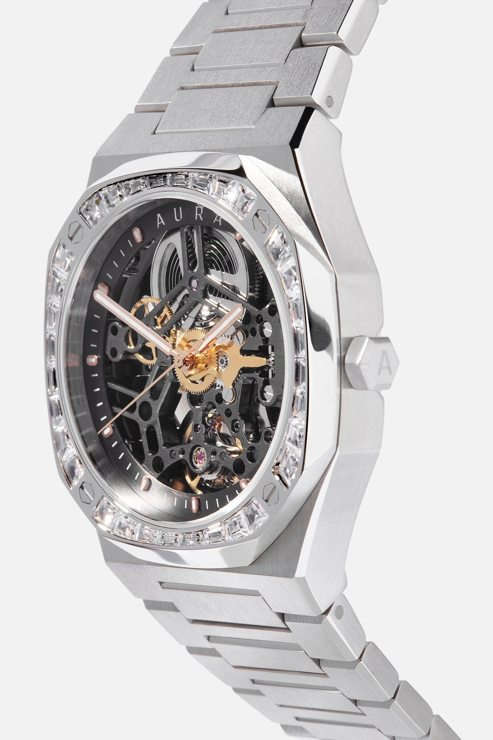 Aura Skeleton 002: Steel/Crystal Watch.