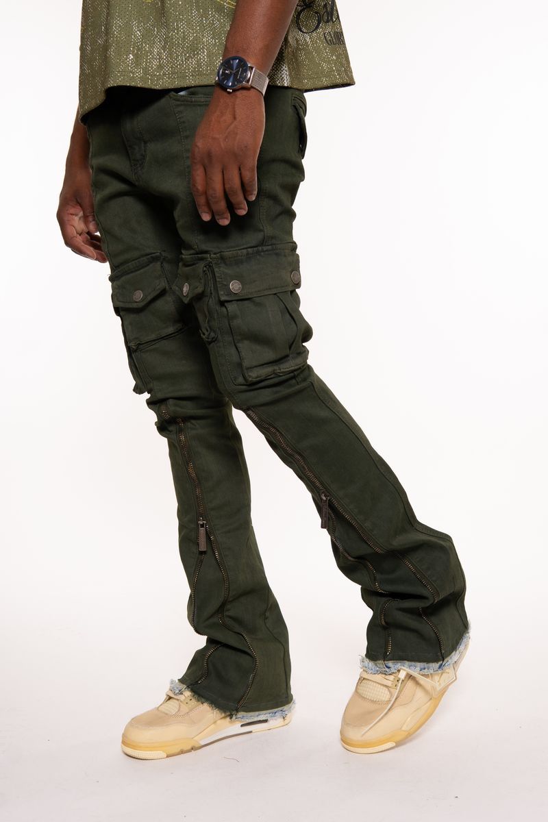 Vicious Utility Flare Denim Green #VC661
