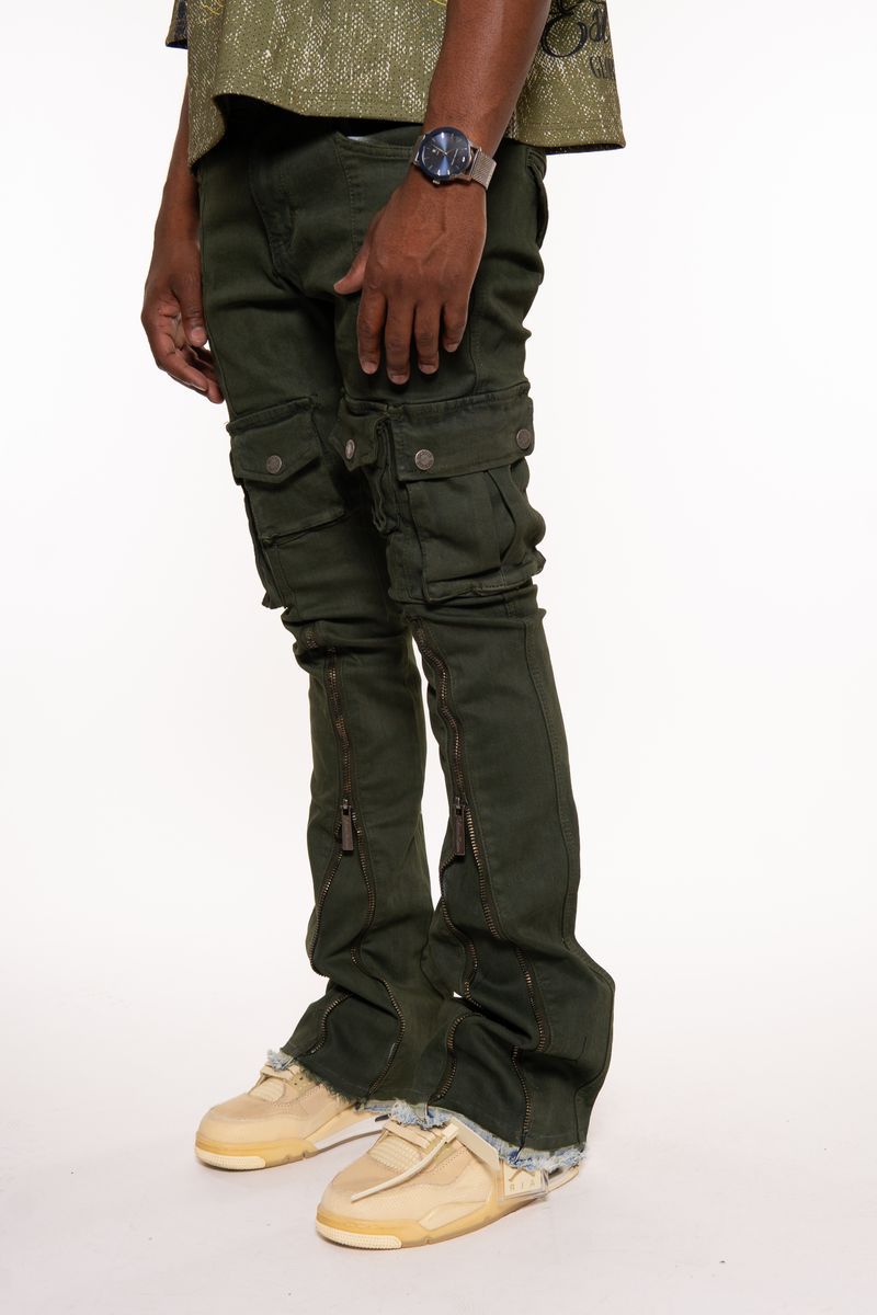 Vicious Utility Flare Denim Green #VC661