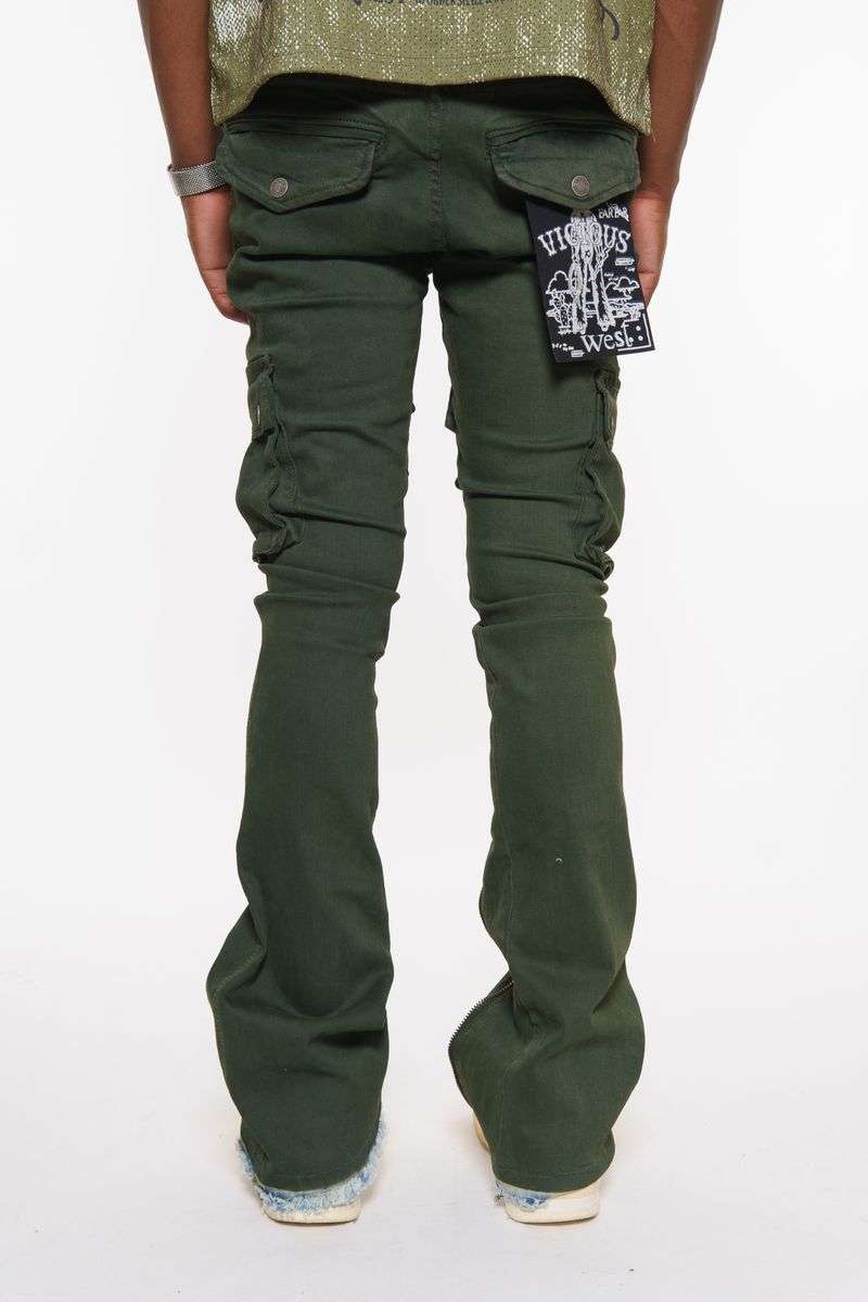 Vicious Utility Flare Denim Green #VC661