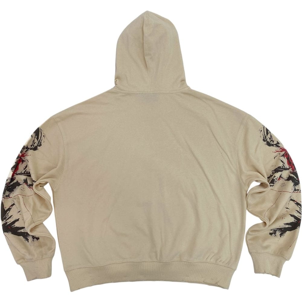 Concept "Overkill" pullover hoodie in beige with hood and front kangaroo pocket