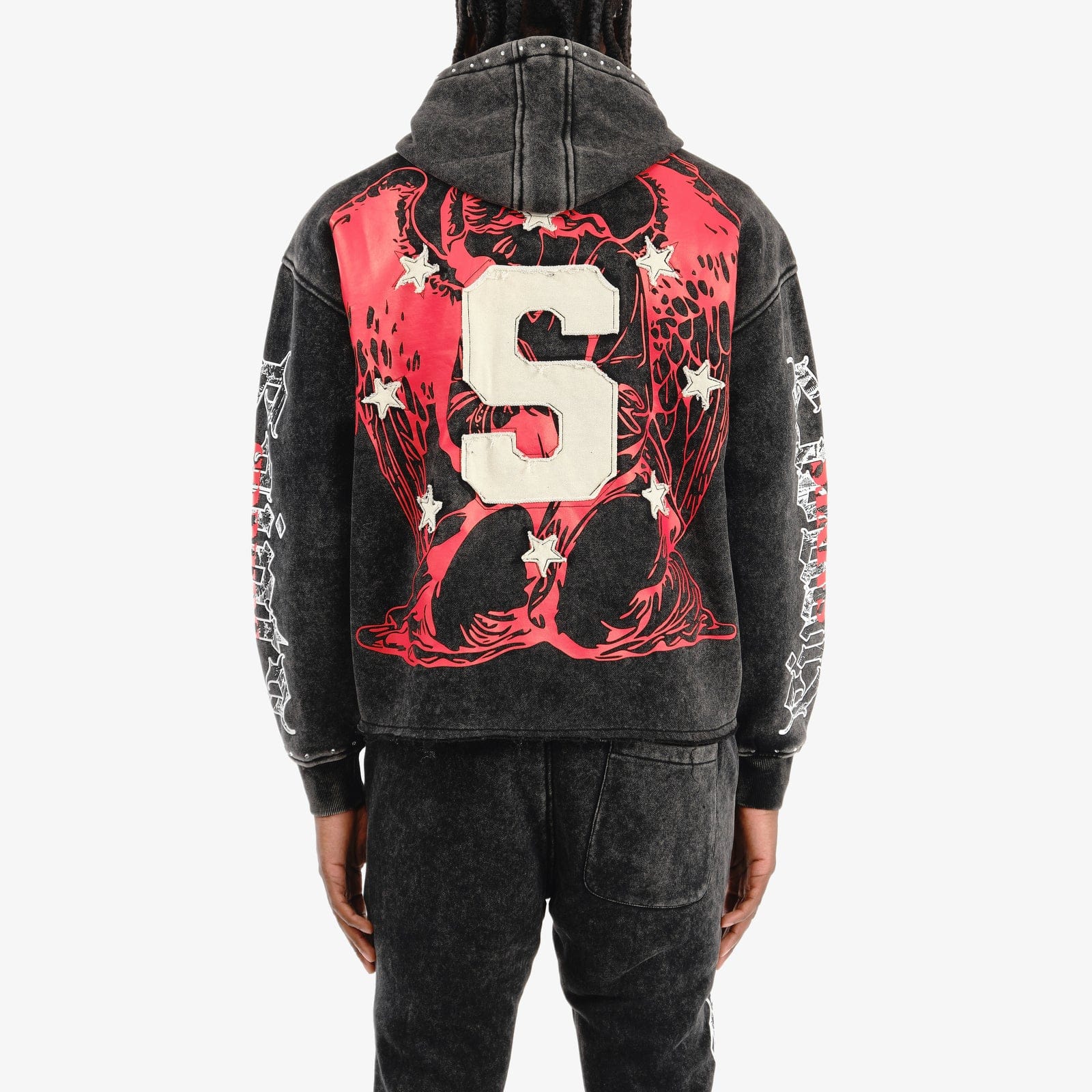Copper Rivets Sets Copper Rivet Black Saint Sweatsuit with Rhinestones Copper Rivet Black Saint Sweatsuit with Rhinestones