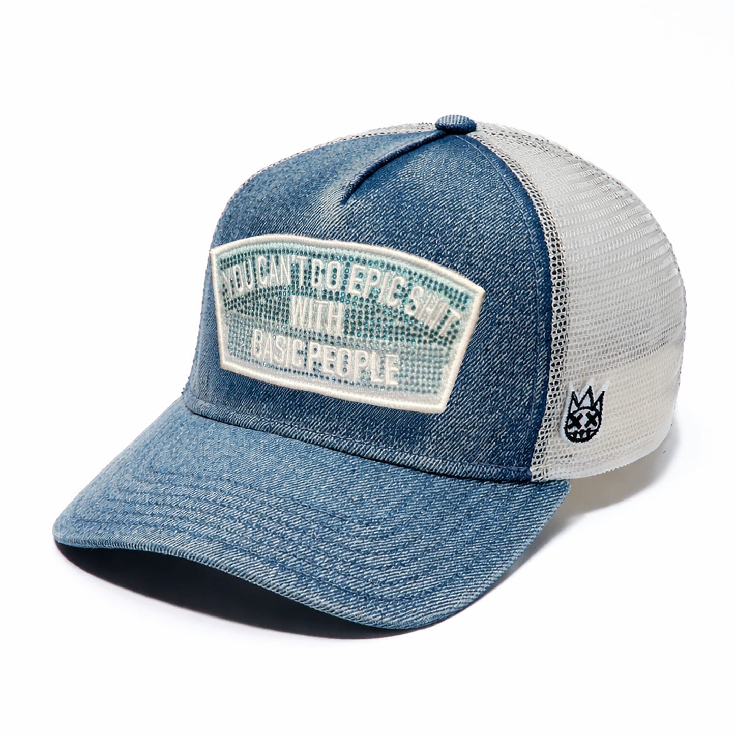 Cult of Individuality Hats Cult "Epic Shit" Crystals Trucker Hat In Blue Denim Cult "Epic Shit" Crystals Trucker Hat In Blue Denim