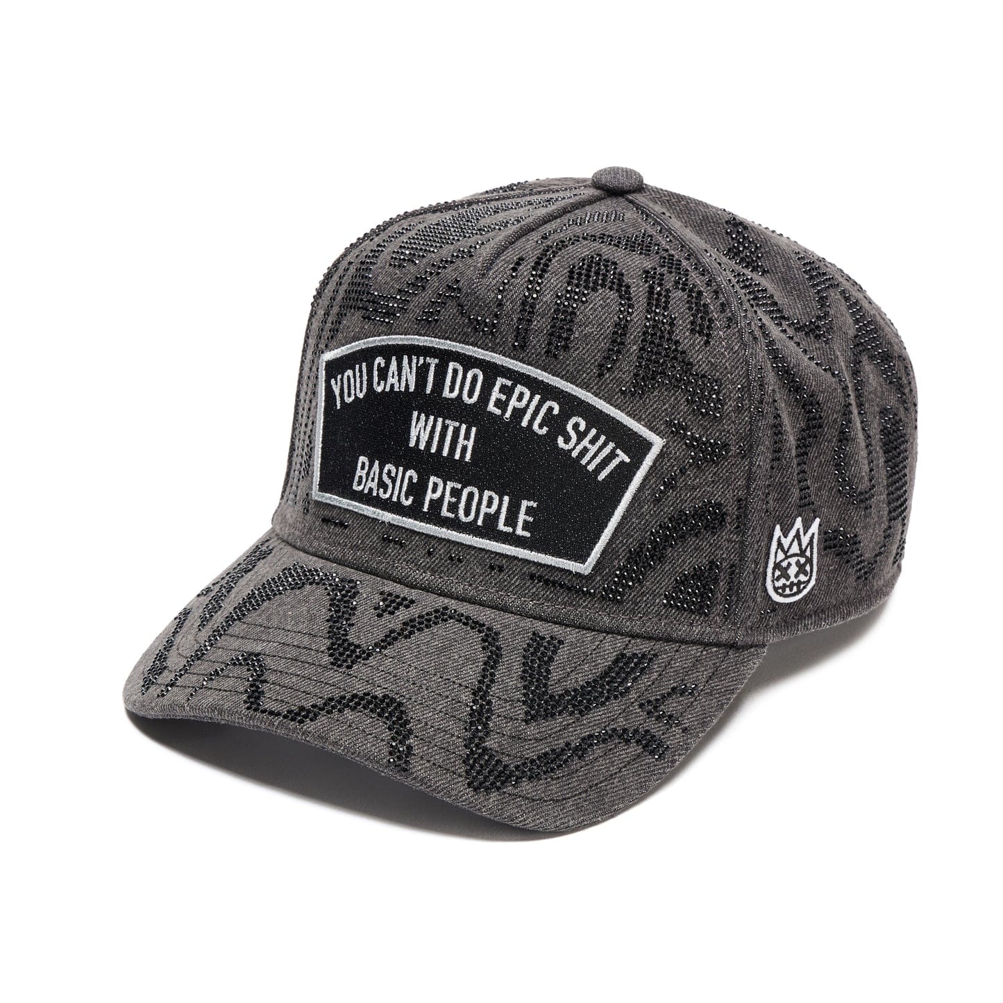 Cult of Individuality Hats Cult "Epic Shit" Swirl Crystals Trucker Hat In Black Denim Cult "Epic Shit" Swirl Crystals Trucker Hat In Black Denim