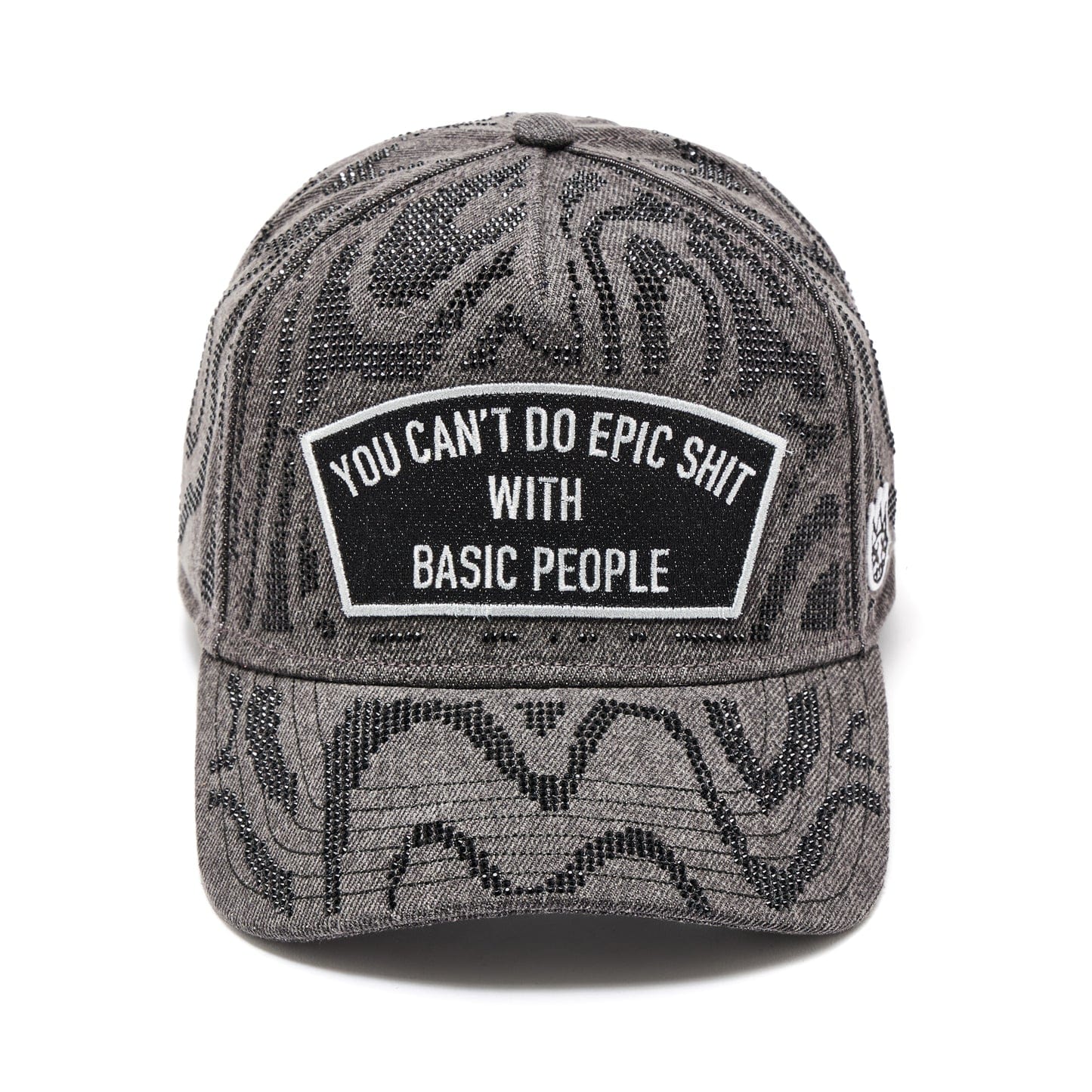 Cult of Individuality Hats Cult "Epic Shit" Swirl Crystals Trucker Hat In Black Denim Cult "Epic Shit" Swirl Crystals Trucker Hat In Black Denim