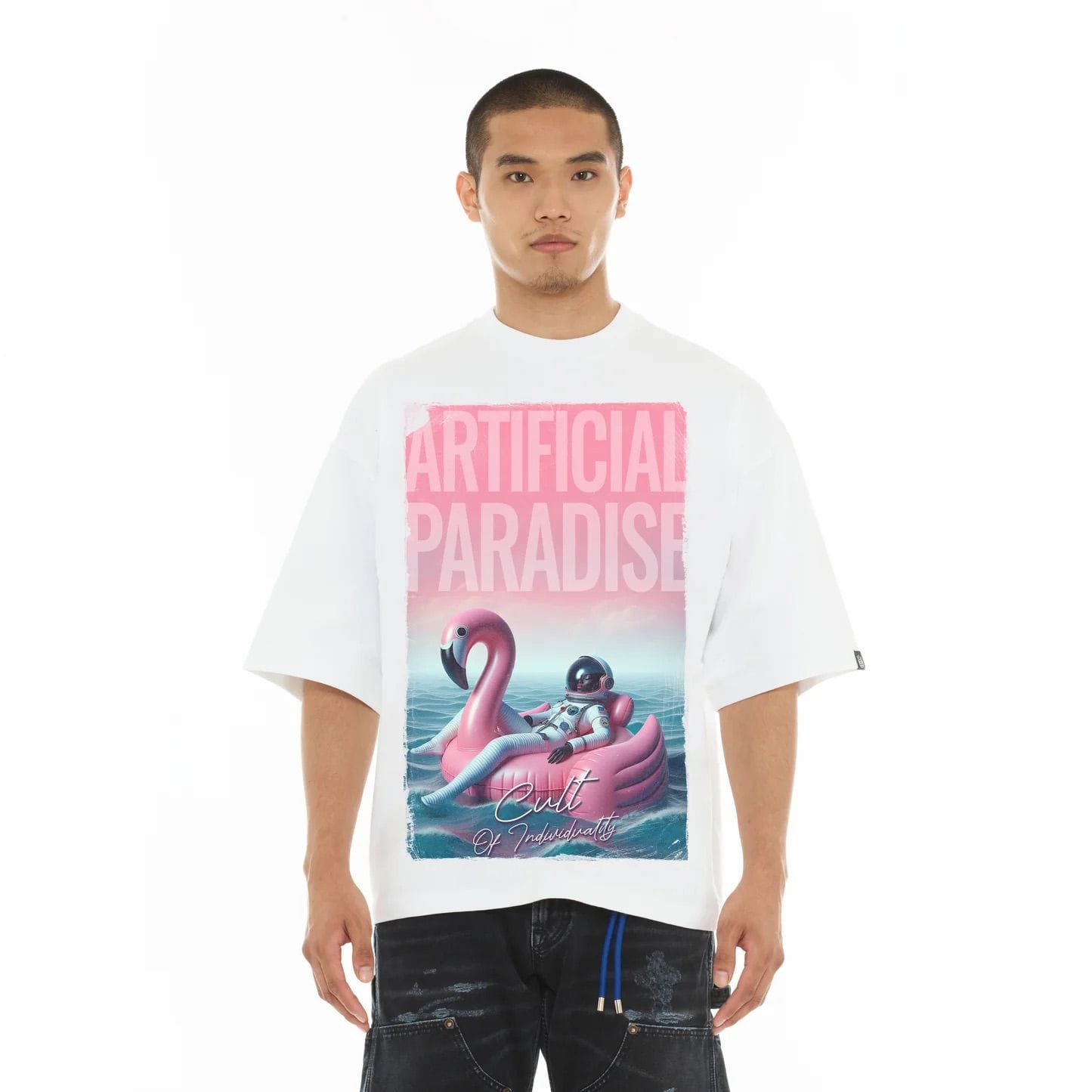Cult of Individuality Cult Artificial Paradise oversized T-shirt with graphic design, soft cotton fabric, and relaxed fit.