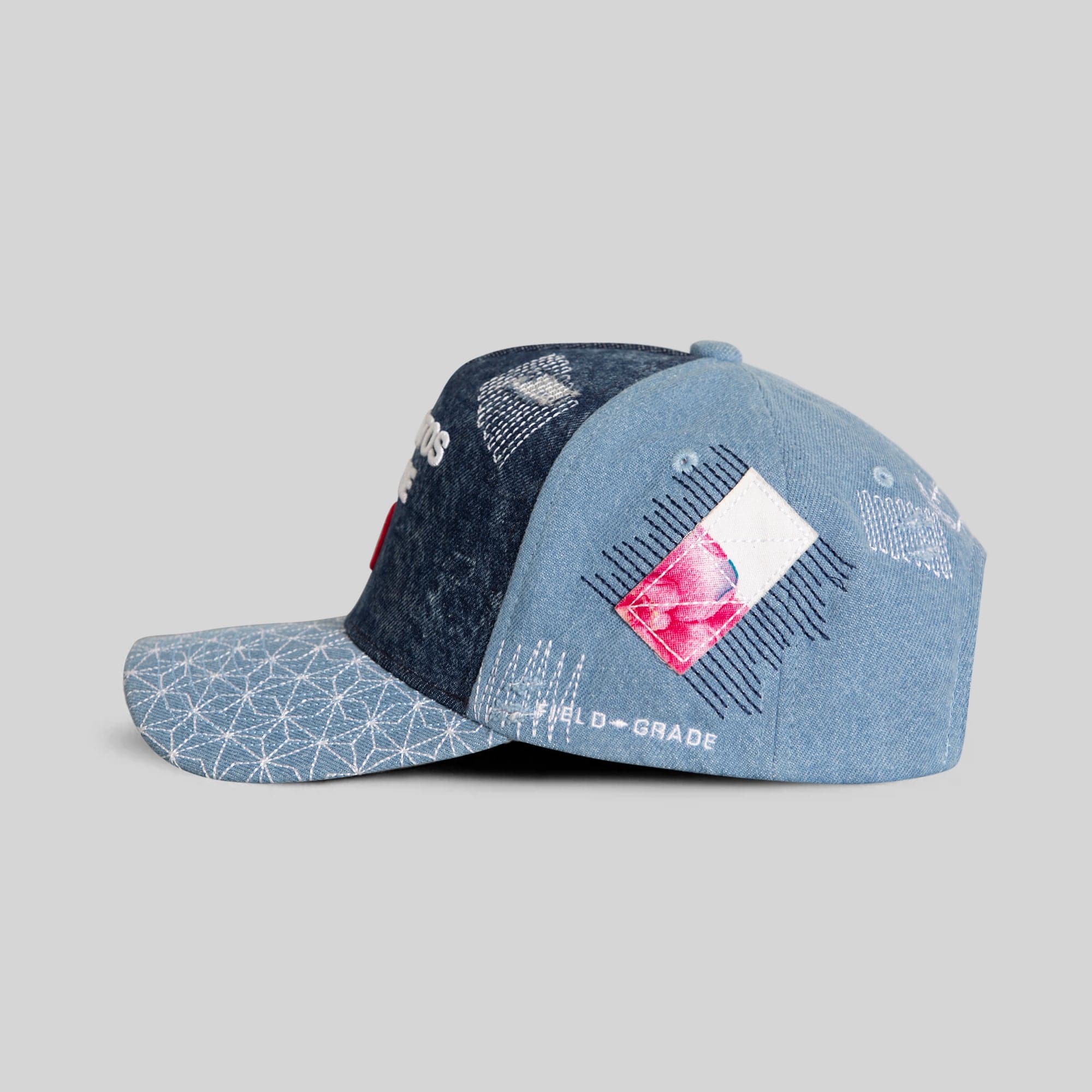 Field Grade Hats No Photos Sashiko Washed Denim Trucker No Photos Sashiko Washed Denim Trucker