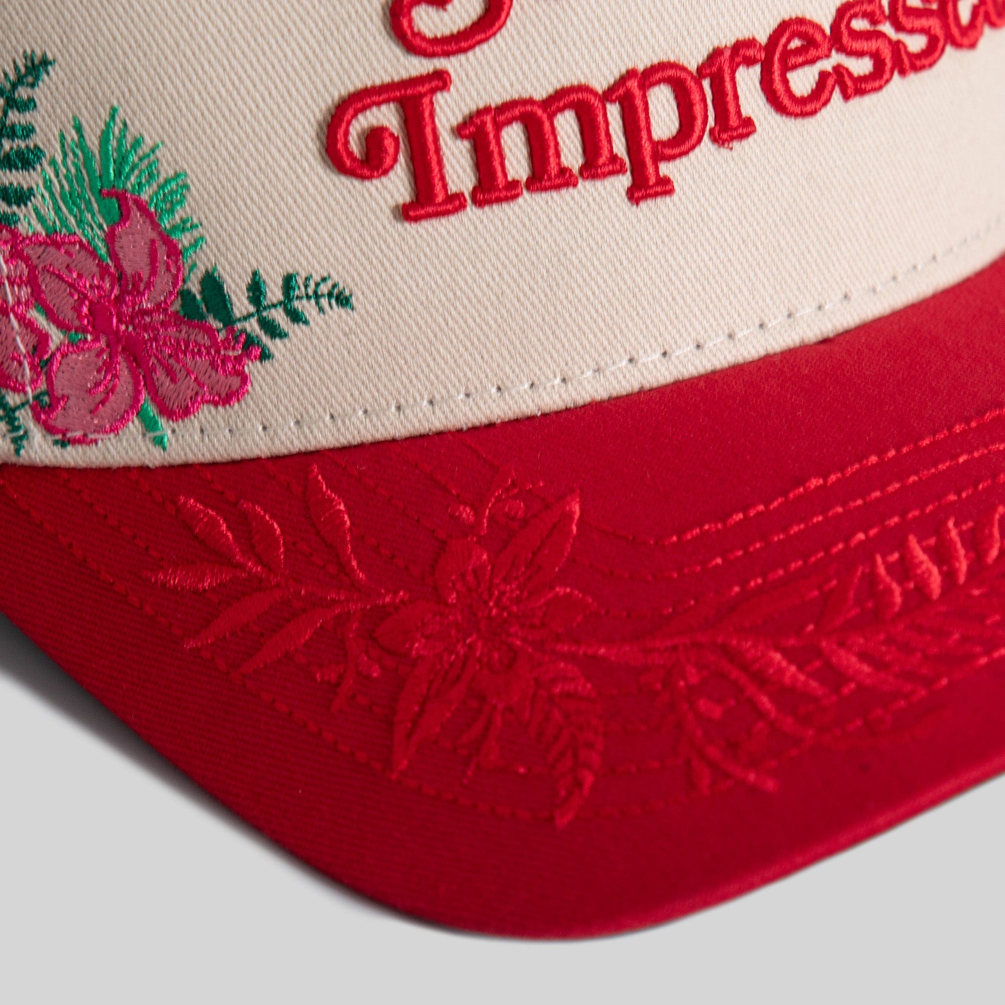 Field Grade Hats Sorry Not Impressed Sand Red Floral Twill Trucker Sorry Not Impressed Sand Red Floral Twill Trucker