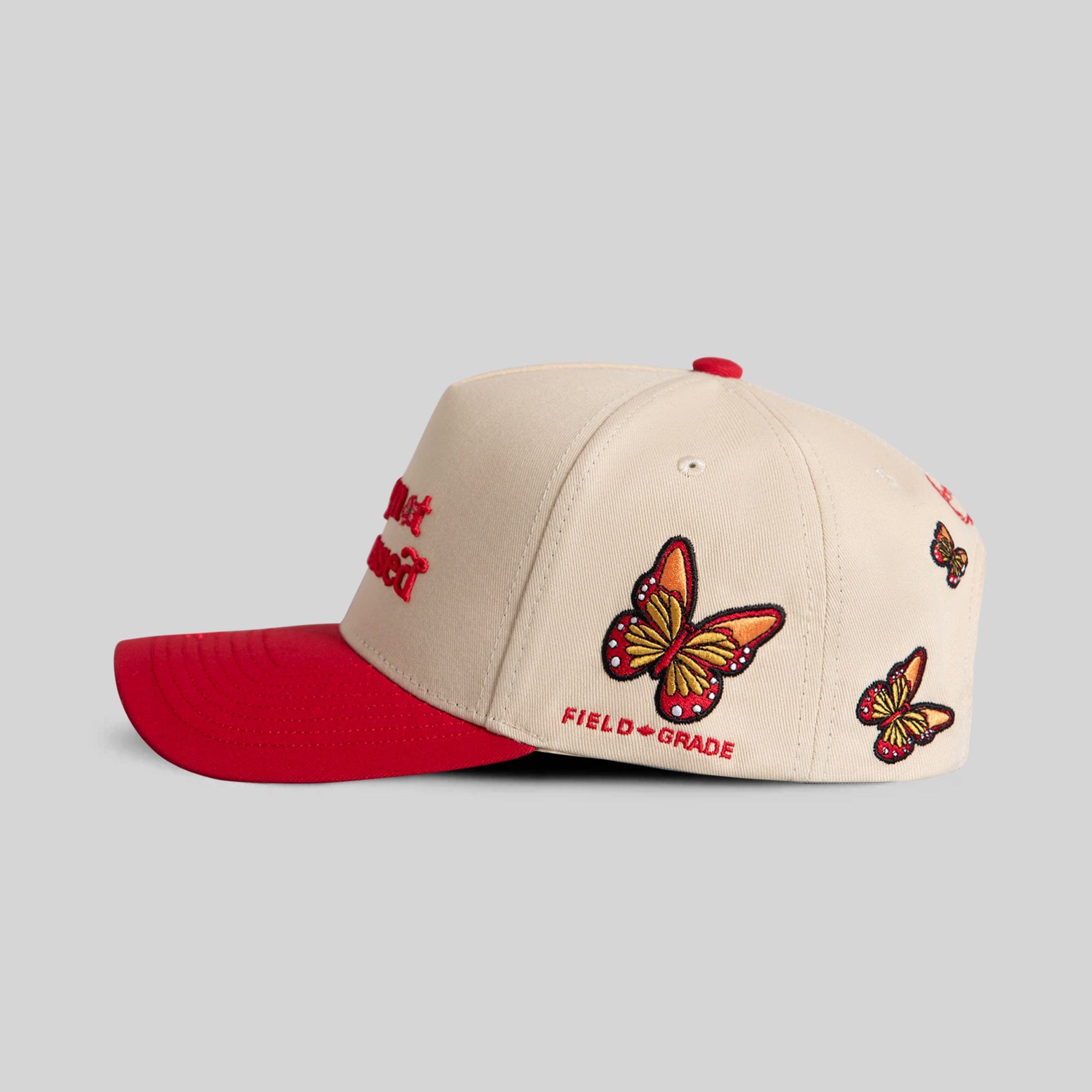 Field Grade Hats Sorry Not Impressed Sand Red Floral Twill Trucker Sorry Not Impressed Sand Red Floral Twill Trucker