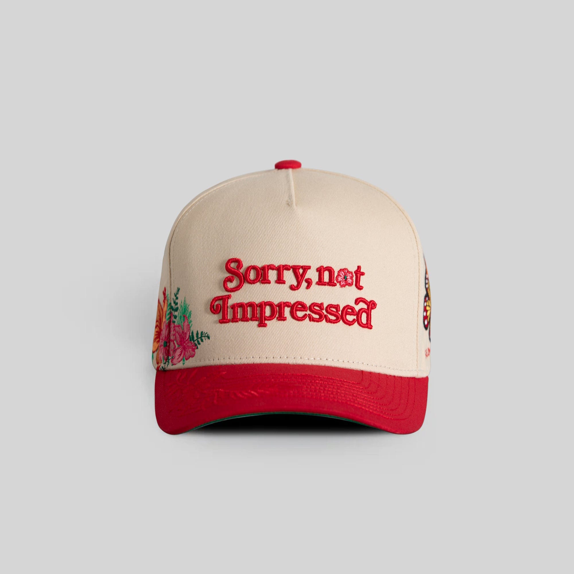 Field Grade Hats Sorry Not Impressed Sand Red Floral Twill Trucker Sorry Not Impressed Sand Red Floral Twill Trucker