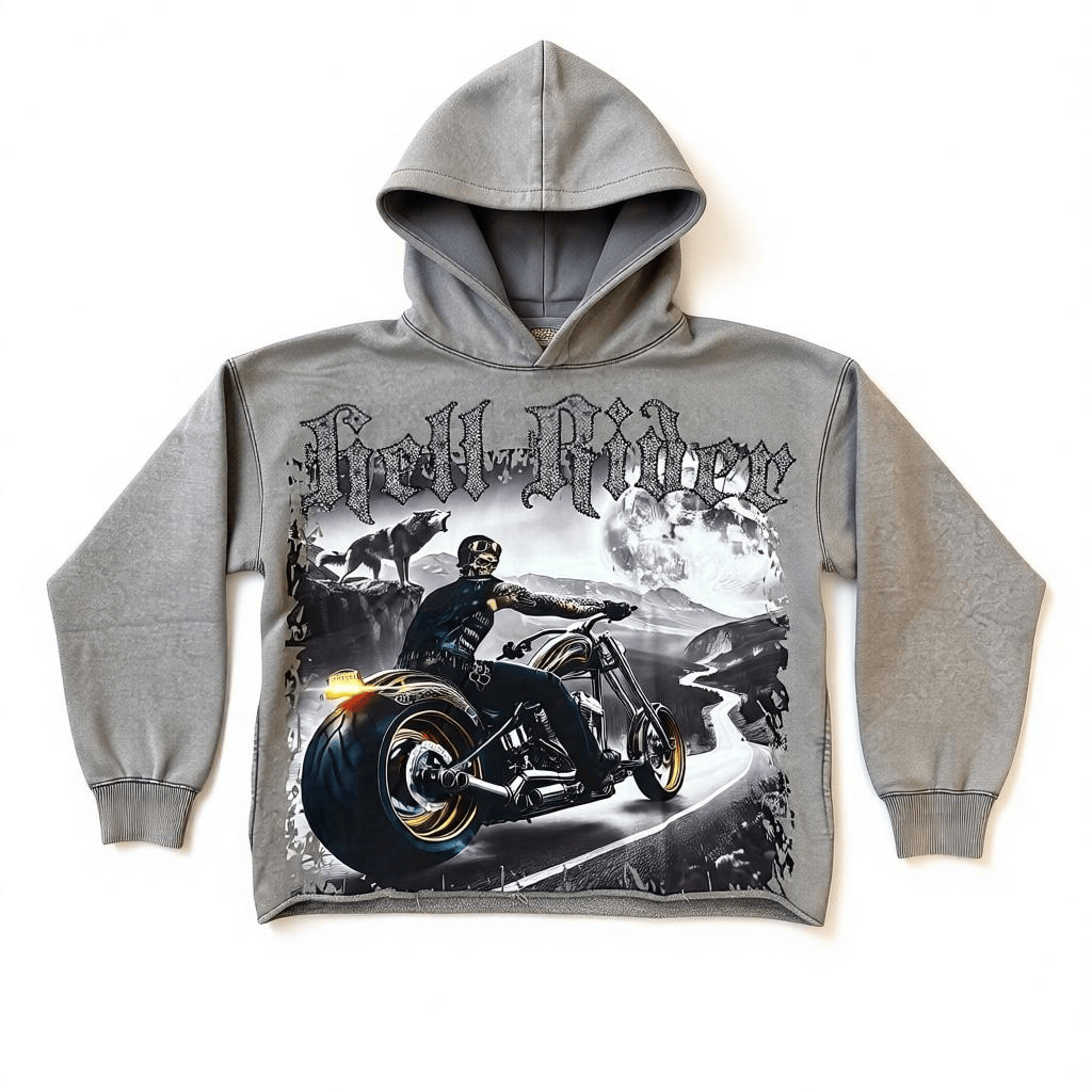 Focus Hoodies Focus Hell Rider Rhinestone Hoodie Focus Hell Rider Rhinestone Hoodie