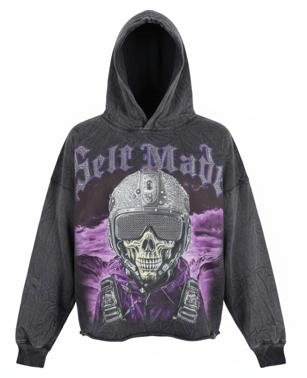 Focus Hoodies Focus Self Made Rhinestone Cropped Hoodie Focus Self Made Rhinestone Cropped Hoodie
