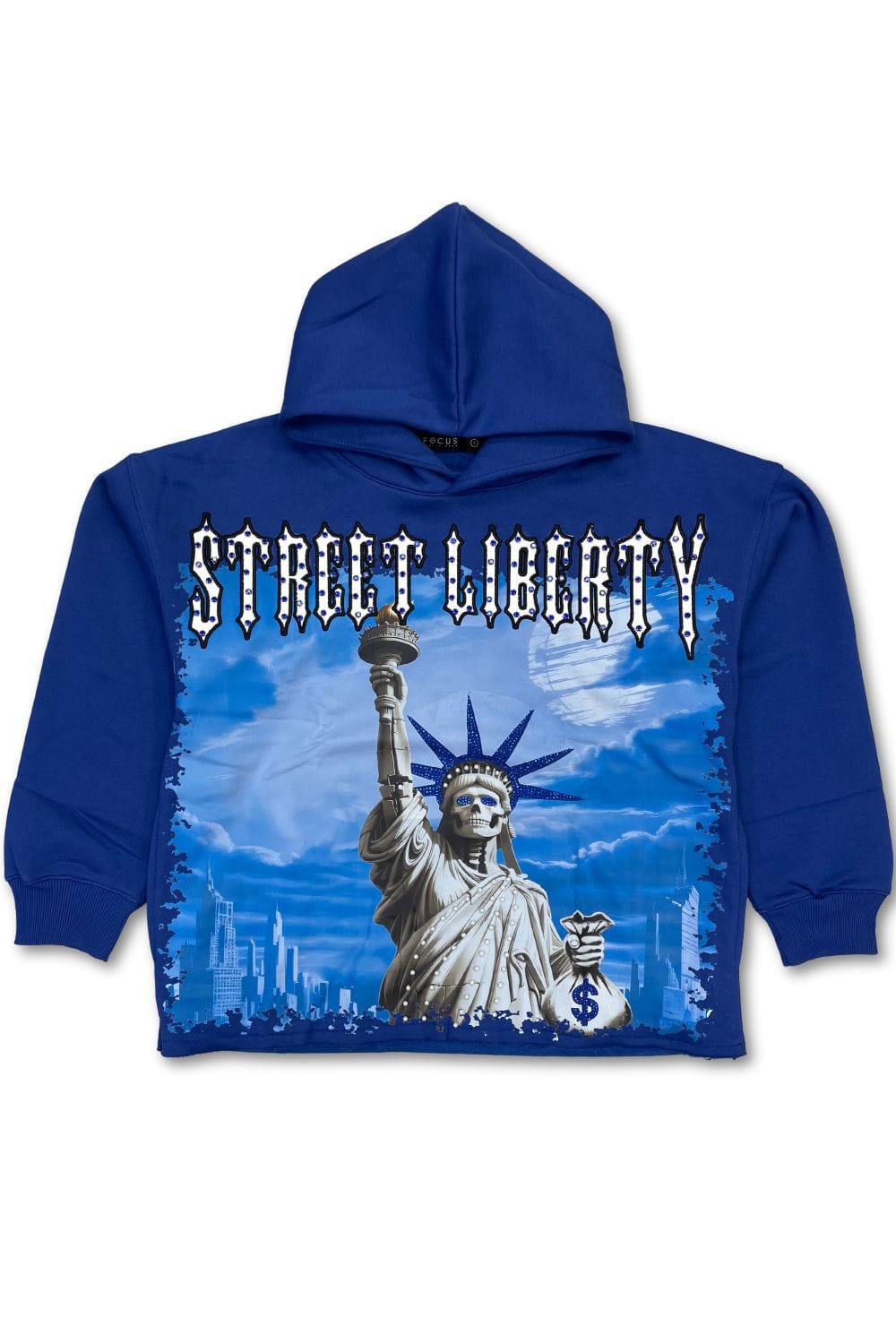 Focus Hoodies Focus Street Liberty Rhinestone Cropped Hoodie Focus Street Liberty Rhinestone Cropped Hoodie
