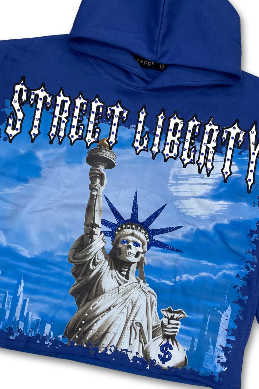 Focus Hoodies Focus Street Liberty Rhinestone Cropped Hoodie Focus Street Liberty Rhinestone Cropped Hoodie