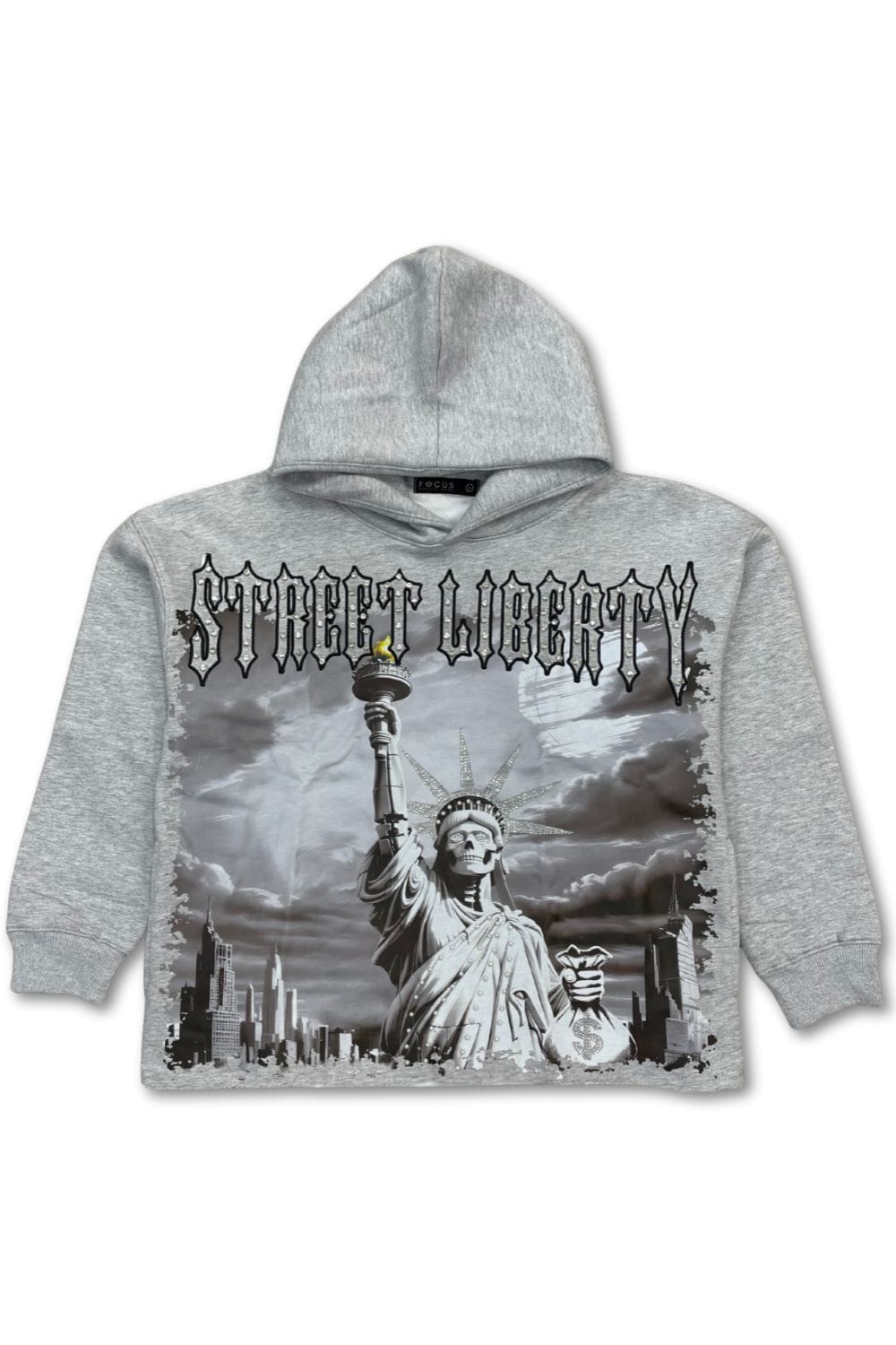 Focus Hoodies Focus Street Liberty Rhinestone Cropped Hoodie Focus Street Liberty Rhinestone Cropped Hoodie