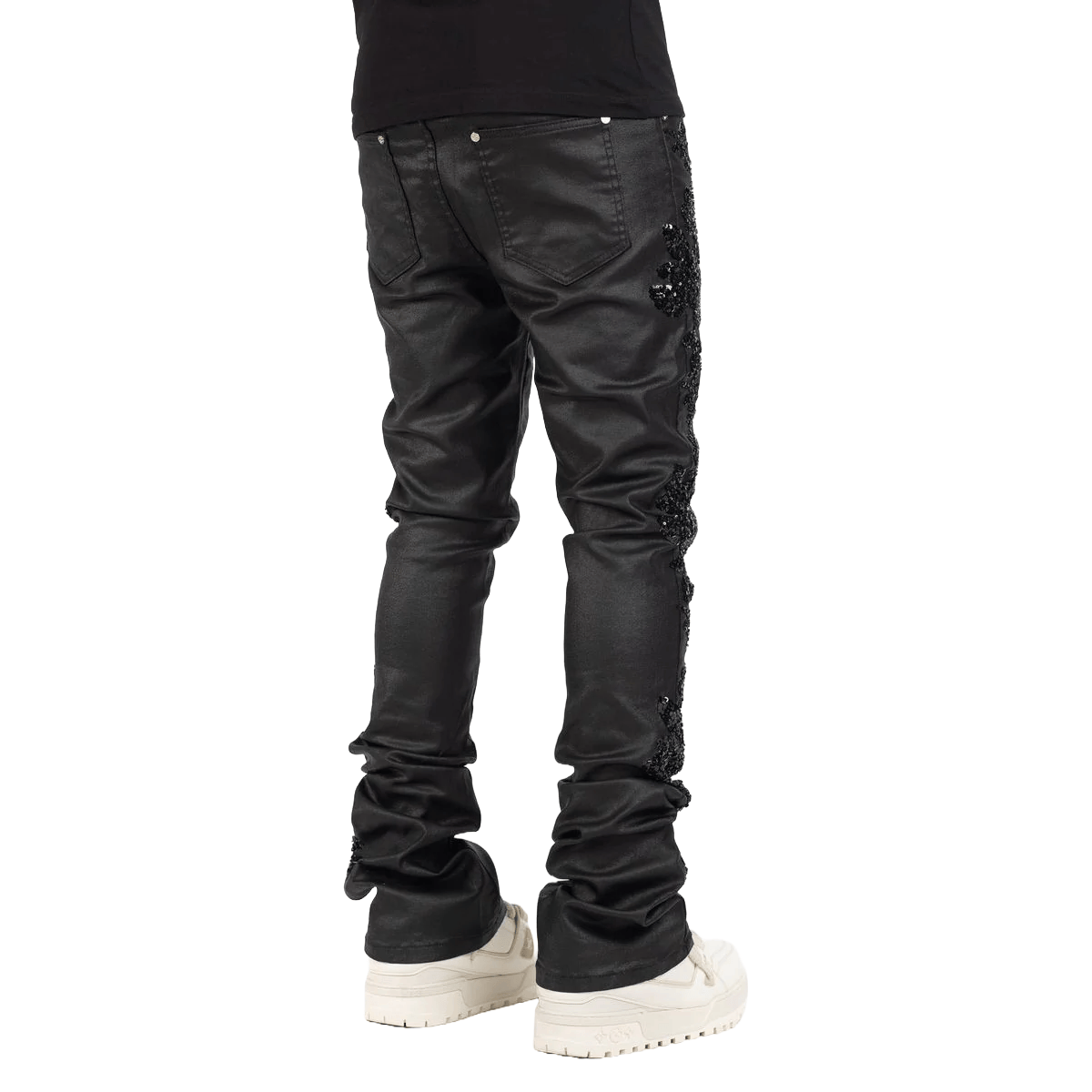 Guapi Denim Guapi All Black Flowers Embellished Denim Guapi All Black Flowers Embellished Denim