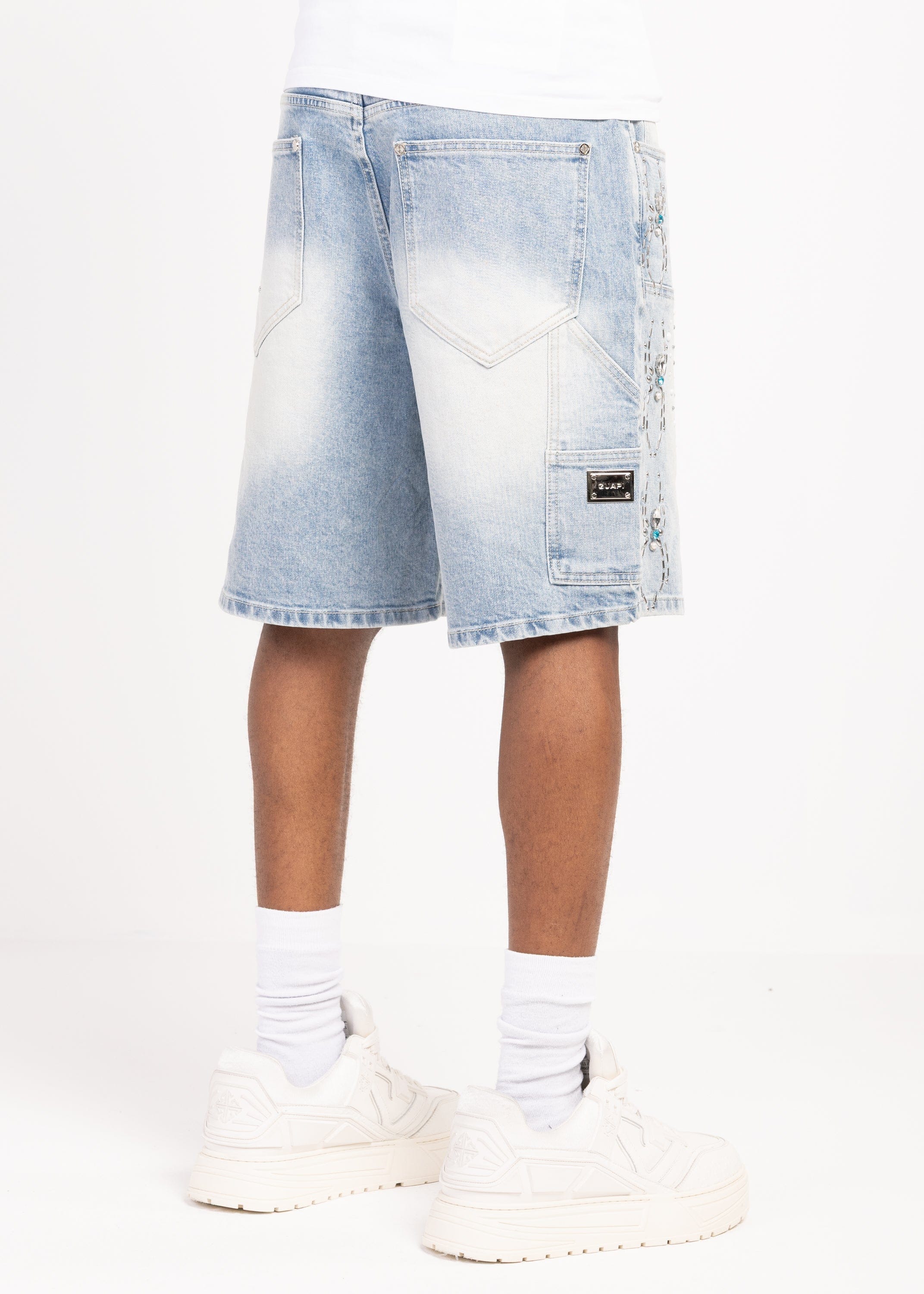 Guapi Shorts Guapi Aqua Blue Spider Denim Shorts Guapi Aqua Blue Spider Denim Shorts