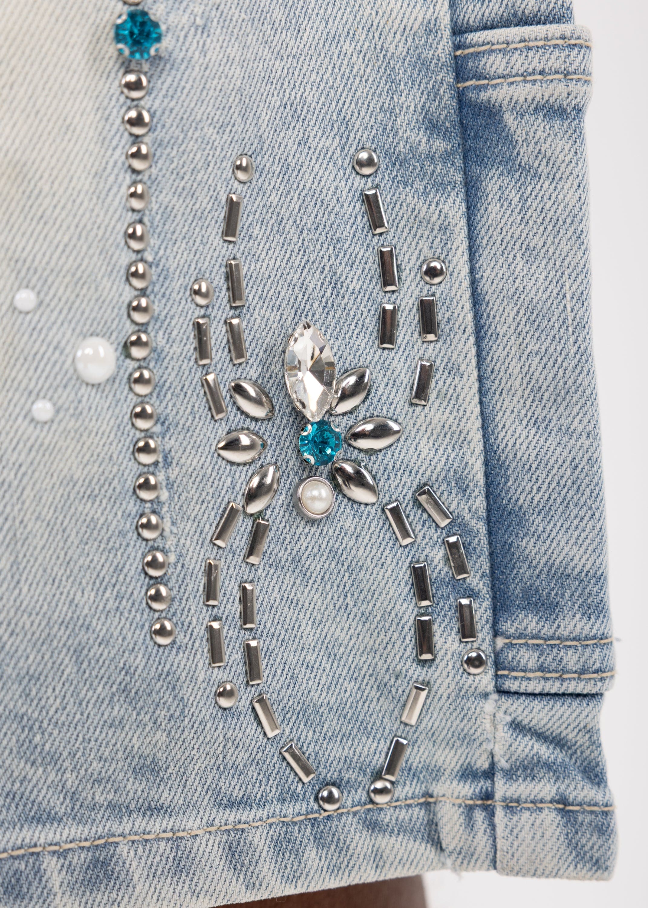 Guapi Shorts Guapi Aqua Blue Spider Denim Shorts Guapi Aqua Blue Spider Denim Shorts