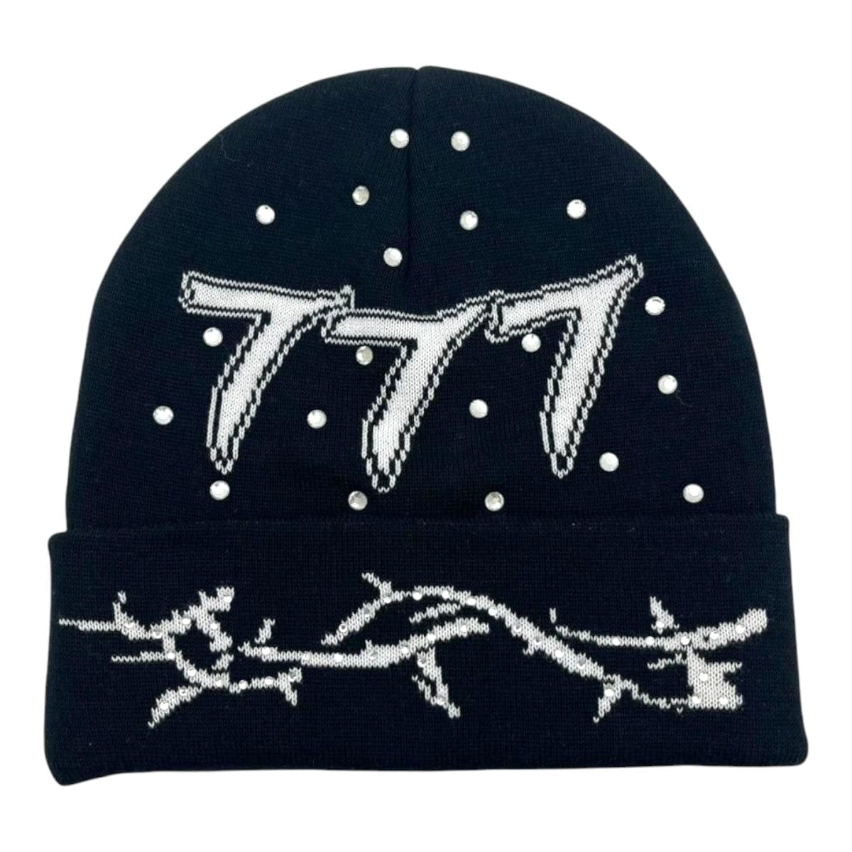 Hudson Outerwear Men's V2 Diamond 777 beanie in black and white, cozy knit hat with diamond pattern for warmth and style