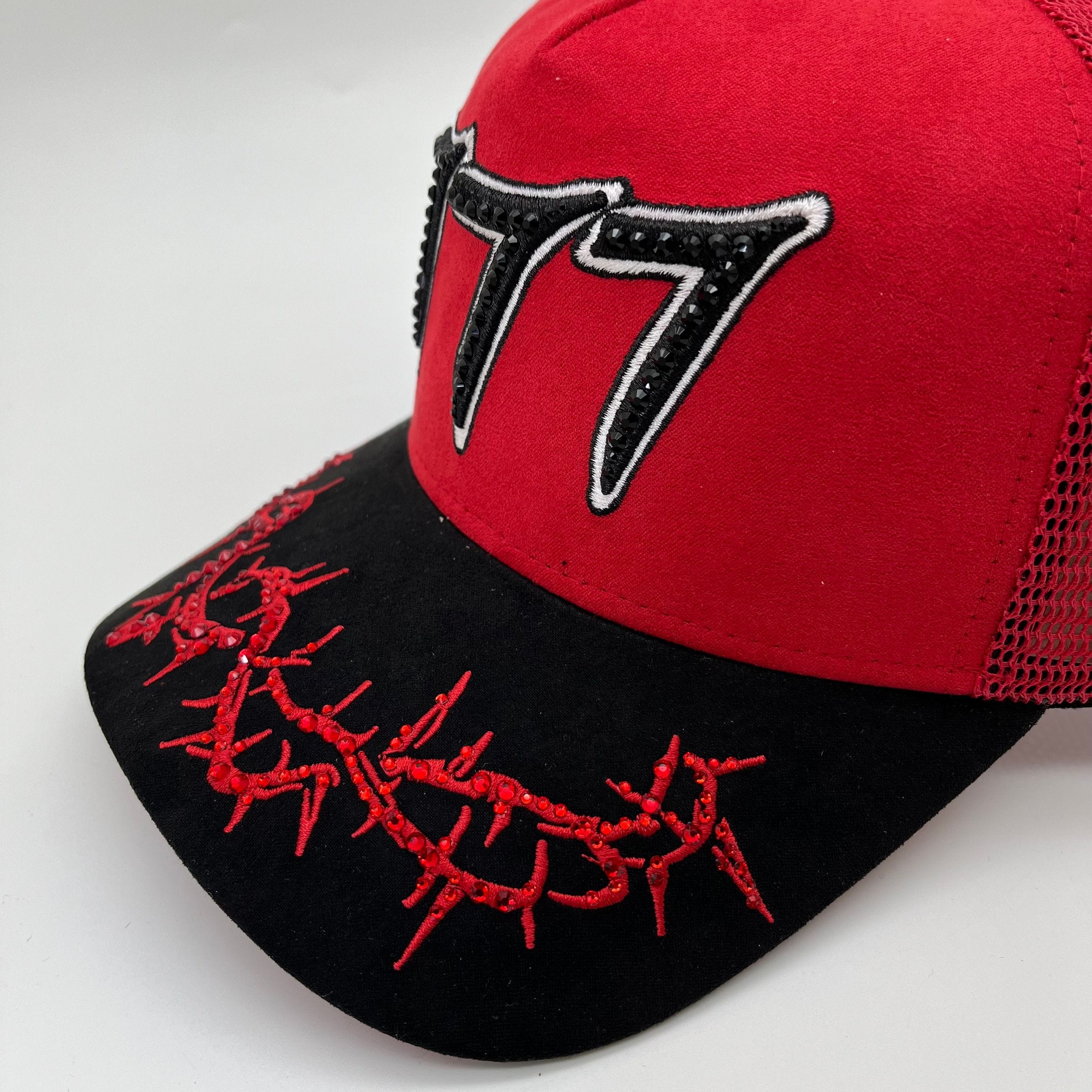 Hudson Outerwear V2 Diamond Suede Trucker Hat with adjustable snapback and diamond pattern in tan suede fabric.