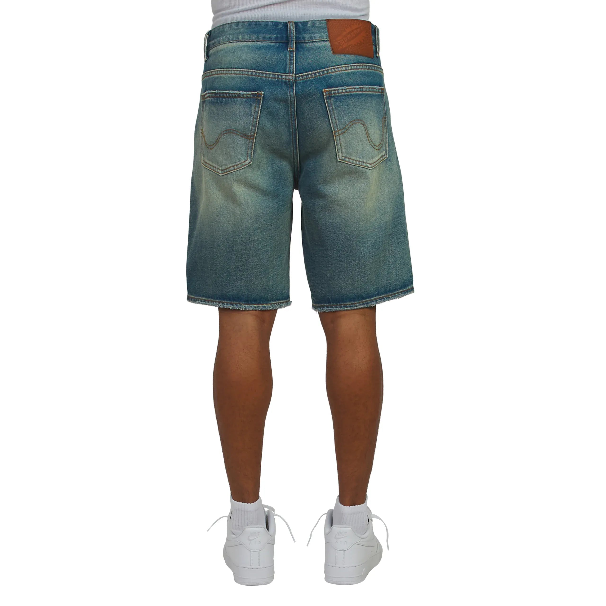 Ice Cream denim Jean shorts with distressed details and a casual fit, perfect for summer casual wear.