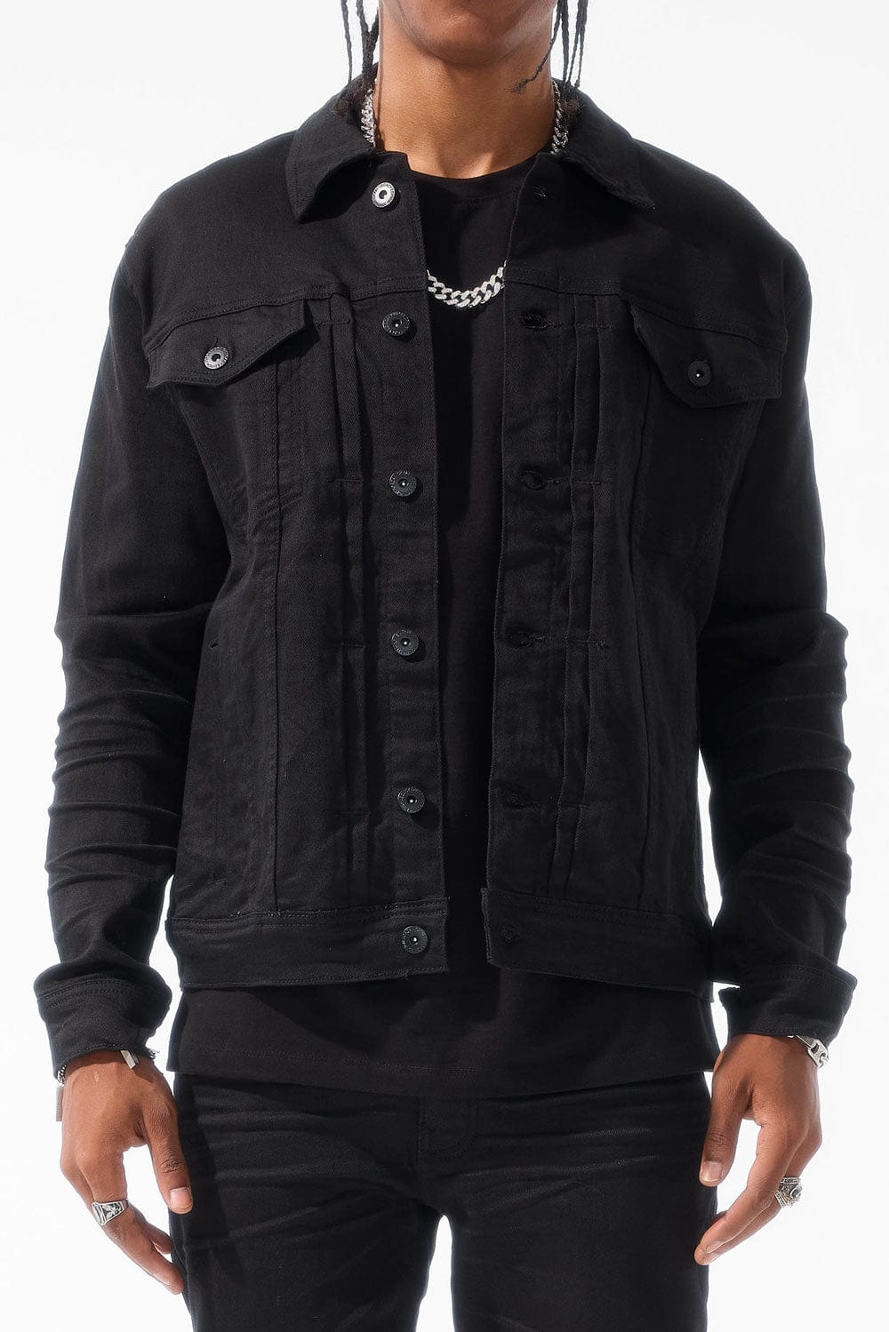 Jordan Craig Jackets Jordan Craig Obsidian Denim Trucker Jacket - Jet Black Jordan Craig Obsidian Denim Trucker Jacket - Jet Black