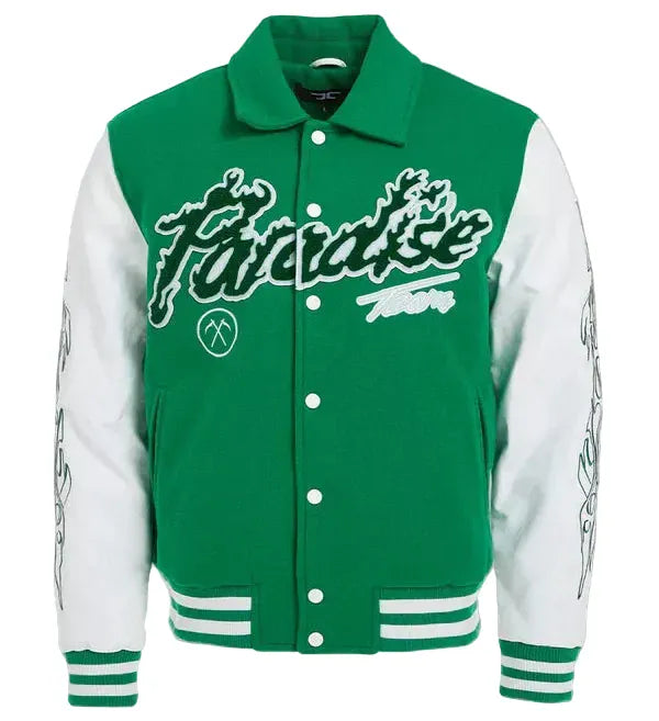 Jordan Craig Jackets Jordan Craig Paradise Tour Varsity Jacket - Shamrock Green Jordan Craig Paradise Tour Varsity Jacket - Shamrock Green