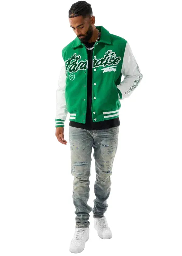 Jordan Craig Jackets Jordan Craig Paradise Tour Varsity Jacket - Shamrock Green Jordan Craig Paradise Tour Varsity Jacket - Shamrock Green