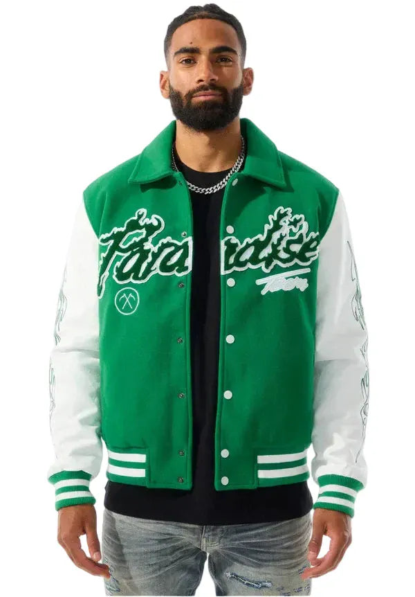 Jordan Craig Jackets Jordan Craig Paradise Tour Varsity Jacket - Shamrock Green Jordan Craig Paradise Tour Varsity Jacket - Shamrock Green