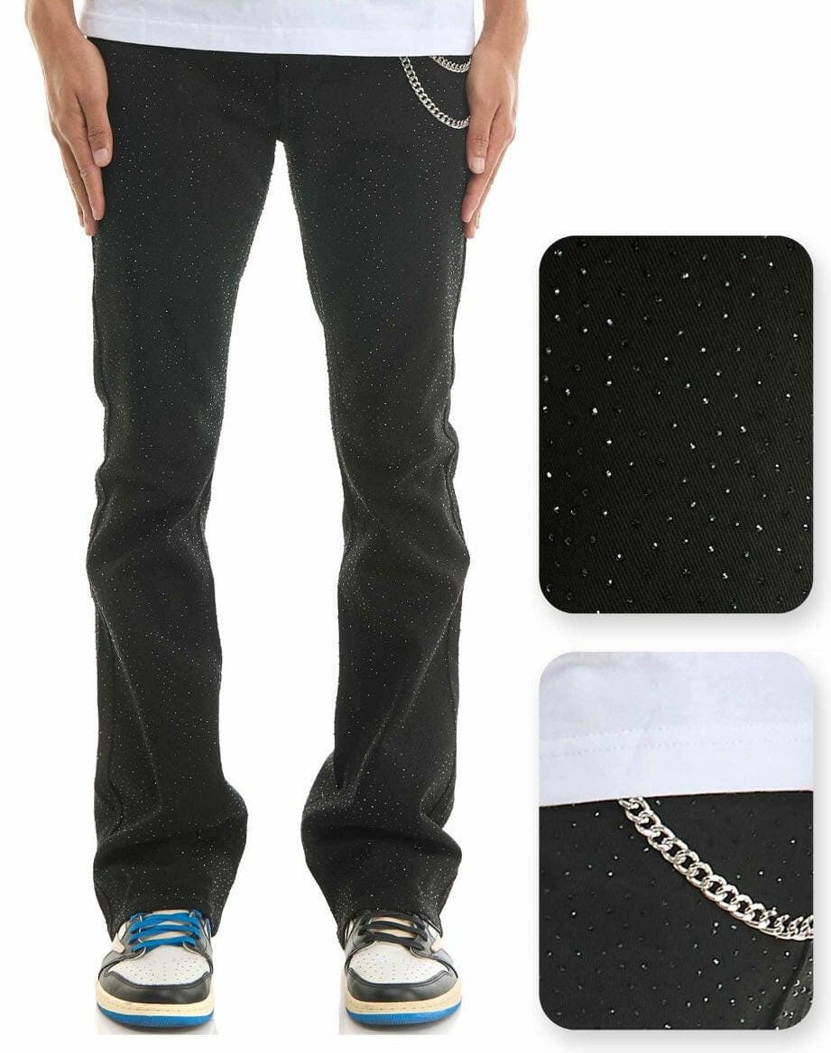 KDNK Denim KDNK Black Rhinestone Skinny Flare Fit Jeans KDNK Black Rhinestone Skinny Flare Fit Jeans