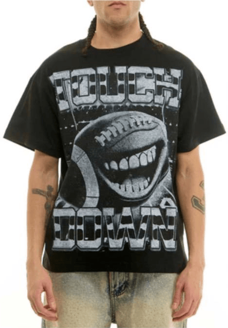 KDNK Touchdown Tee, a casual T-shirt with a graphic design, displayed on a plain background.