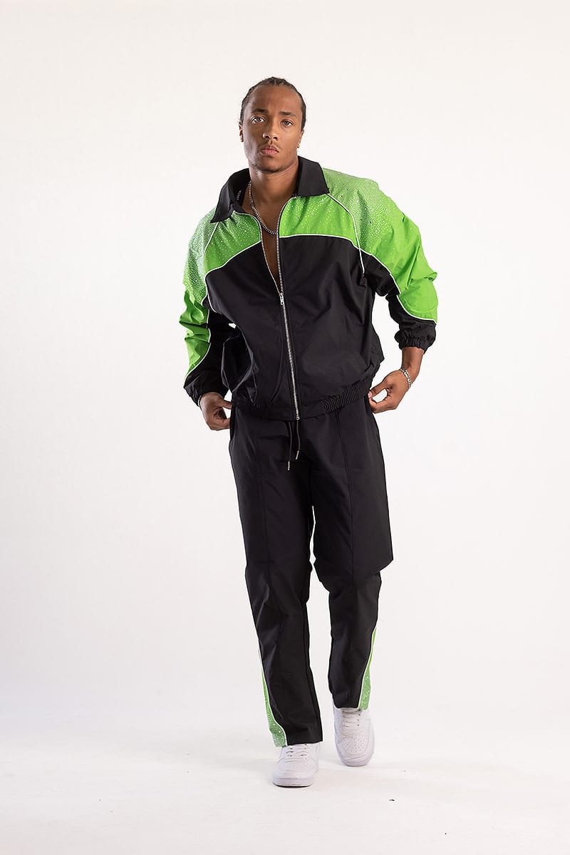 Kindred Sets Kindred Track Suit - Rhinestone Nylon Zip Up - Kindred Track Suit - Rhinestone Nylon Zip Up -