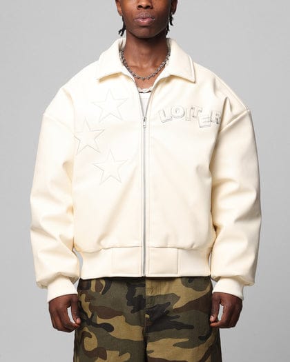 Loiter Jackets Loiter Solar Vegan Leather Varsity Jacket - Cream Loiter Solar Vegan Leather Varsity Jacket - Cream