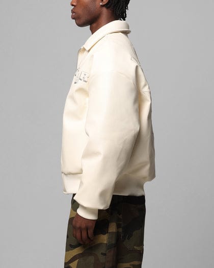 Loiter Jackets Loiter Solar Vegan Leather Varsity Jacket - Cream Loiter Solar Vegan Leather Varsity Jacket - Cream