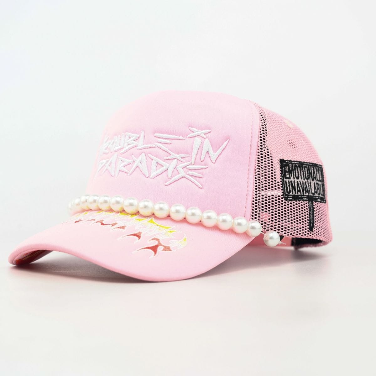 LOVE HARD TRUCKER Hats TROUBLE IN PARADISE TRUCKER PINK TROUBLE IN PARADISE TRUCKER PINK