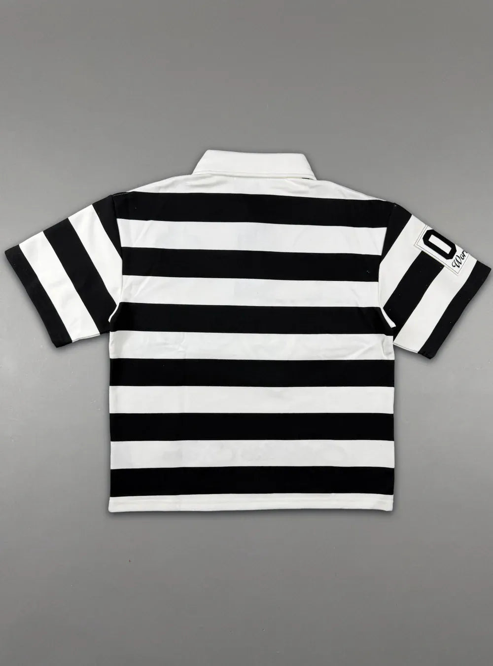 Majestik T-Shirts Majestik Polo T-Shirt - Stripe - Patches & Studs - Black Majestik Polo T-Shirt - Stripe - Patches & Studs - Black