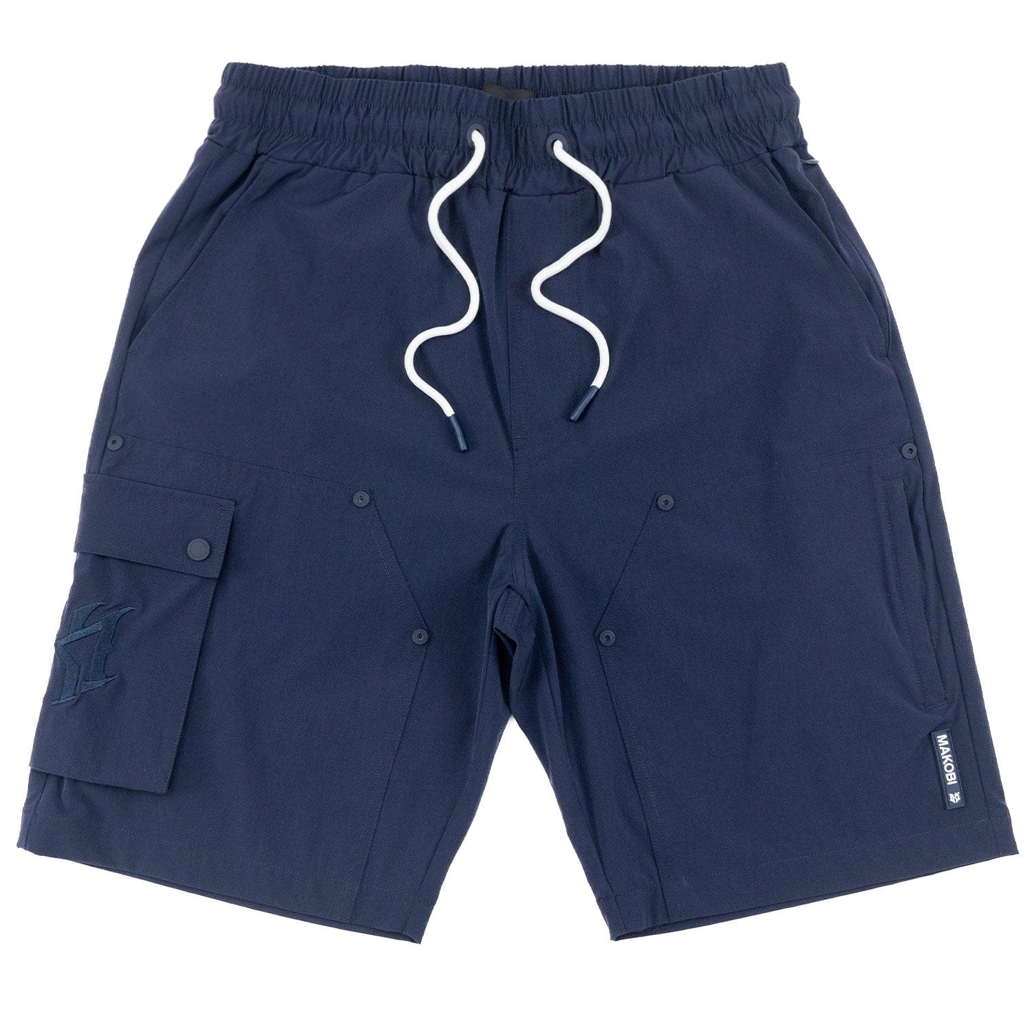 Makobi MK634 navy shorts featuring a relaxed fit and adjustable waistband, casual summer shorts for comfortable wear