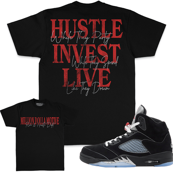 Million Dolla Motive T-Shirts Million Dolla Motive Hustle Invest Live Tee Million Dolla Motive Hustle Invest Live Tee