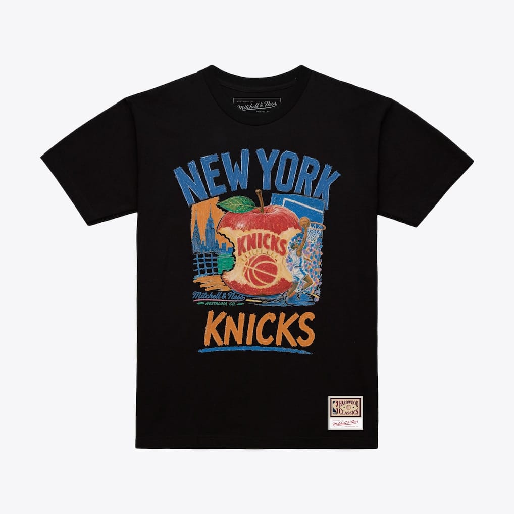 Mitchell & Ness T-Shirts Mitchell & Ness New York Knicks Black Concrete Apple T-Shirt Mitchell & Ness New York Knicks Black Concrete Apple T-Shirt