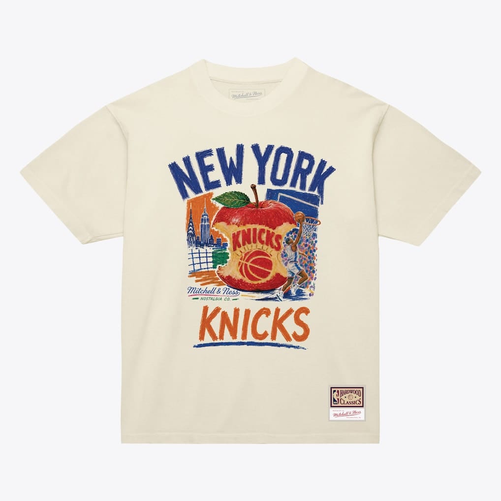 Mitchell & Ness T-Shirts Mitchell & Ness New York Knicks Cream Concrete Apple T-Shirt Mitchell & Ness New York Knicks Cream Concrete Apple T-Shirt